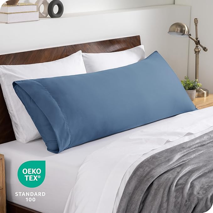 Bare Home Microfiber Body Pillow Cover - Ultra Soft & Cooling - Double Brushed - Envelope Closure - Easy Care (20''x54'' Body Pillow Cover, Coronet Blue)
