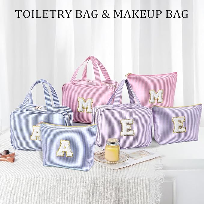 YOOLIFE Hanging Toiletry Bag - Large Capacity Personalized Travel Toiletry Bag for Women, Cruise Ship Essentials - Letter R, Purple