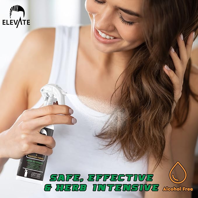 ELEVATE 5% Minoxidil Hair Growth Spray - Alcohol Free Non Oily Formula Extra Strength Professional Treatment for Hair Loss/Regrowth - Stimulate Hair Follicles for Men & Women - 1 Month Supply