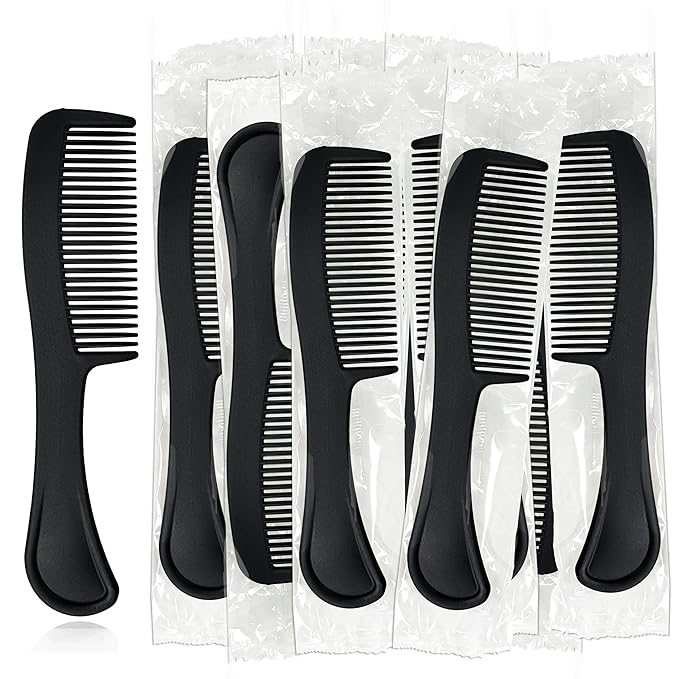 Bulk Hair Combs, Combs Individually Wrapped, Hair Combs in Bulk for Women, Kids, Hotel, Airbnb, Shelter, Homeless, Charity, and Church (Black) (5.9 inches, 250, Count)