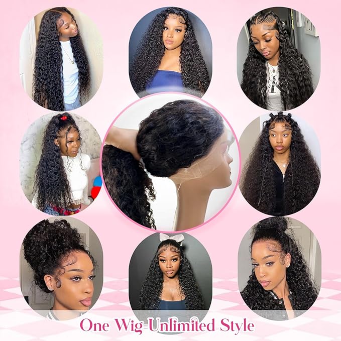 360 Glueless Wigs Human Hair 26 Inch Pre Plucked Hidden Strap Deep Wave Lace Front Human Hair Wigs With Drawstring 180 Density Wet and Wavy HD Full Lace Front Wigs Human Hair