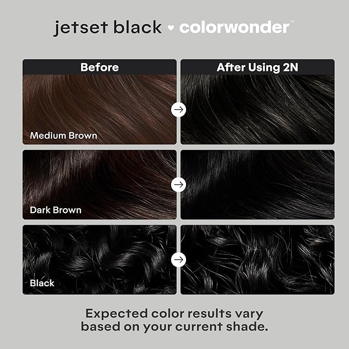 Madison Reed colorwonder Demi-Permanent Hair Color, Effortless At-Home Hair Dye, Ammonia-Free, Cruelty-Free, Jetset Black (2N True Black), Pack of 2