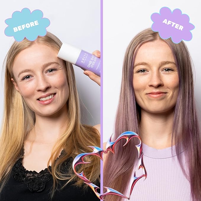 Brite One-Day Hair Color Mousse - Pastel Purple - Perfect for Lighter Hair with Mess-Free Application - Temporary Hair Color Dye (Pastel Purple, 3.38 Fl Oz)
