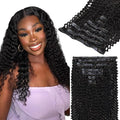 Lashey Kinky Curly Clip in Hair Extensions 110g 7pcs 18 Inch Natural Black Seamless Clip ins Hair Extensions Real Human Hair Soft Invisible Clip ins for Black Women