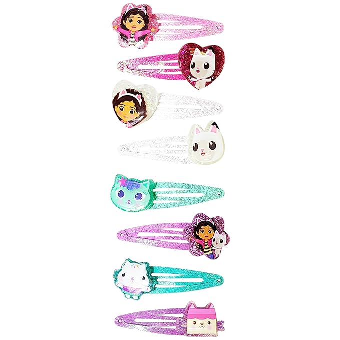 LUV HER Gabby's Dollhouse Kids Hair Clips for Girls Snap Clips 8 Pack Multi Color Ages 3+