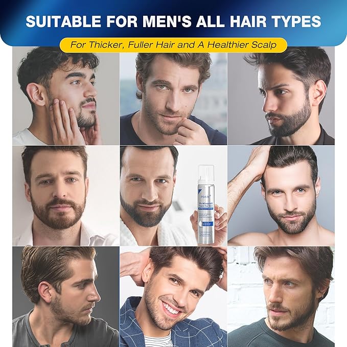 5% Minoxidil for Men Foam Hair Growth - Minoxidil Foam Hair Regrowth Treatment for Men, Topical Hair Loss Treatments, Extra Strength Thicker & Fuller Hair (2.11 Ounce x 2)