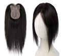 8x11cm Breathable Hair Topper, 12 inches 35g 120% Density Real Human Hair, 3 Non-Slip BB Clips, Wearable on Left, Right & Middle Part, Versatile Styling for Hair Loss & Volume Boost (Black)