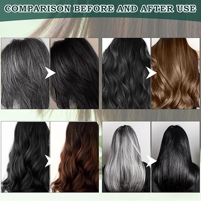 Mild Formula Long Lasting Hair Dye Set, Hair Color for Gray Coverage, Natural plant extracts, Long-Lasting Single Step Hair Dye with Nourishing Shampoo (Dark Brown)