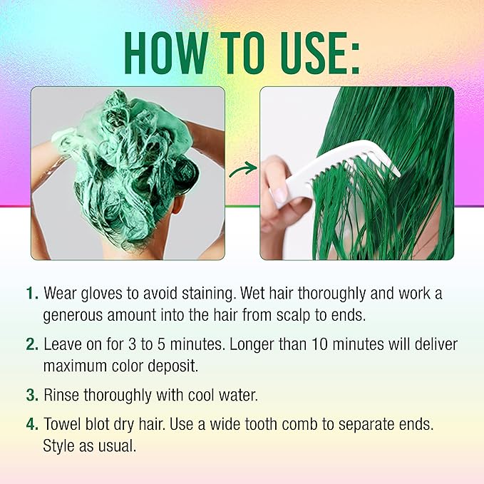 Punky Colour 3-in-1 Color Depositing Conditioner & Hair Cleanser - Greengarious, Semi Permanent Hair Color Conditioner, Sulfate-Free Hair-Dye, 8.5 fl oz.
