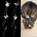 Handmade Pearl Bridal Wedding Hair Pins 6Pcs White Flower Gold Leaf Pearls Clips Bridal Hair Accessories for Women Brides Bridesmaid