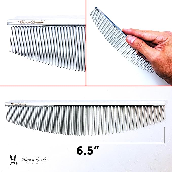 Warren London Copper Crescent Comb 6.5 inches – Premium Dog Grooming Comb for Professional-Quality Results Comfort Control Durability and Detail