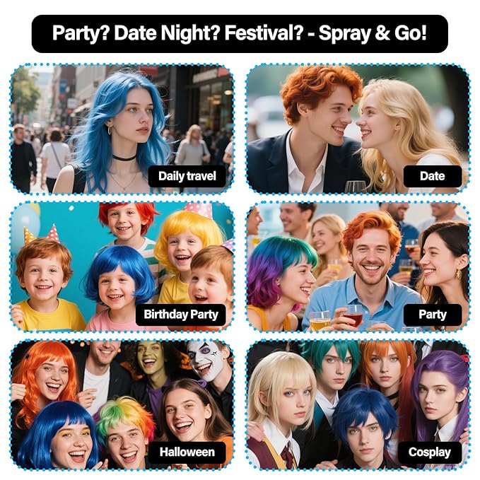 Temporary Hair Color Spray For Kids Women Men, Temporary Hair Clolor Wax Dye Pomades, Washable Hair Dye Spray For Cosplay Party DIY, Christmas Party, Halloween Crazy Hair Day (Orange-Red, 4.06 oz)