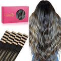 WENNALIFE Tape in Hair Extensions Human Hair, 20pcs 50g 14 inch Natural Black to Light Blonde Remy Hair Extensions Straight Human Hair Tape in Extensions Skin Weft Tape Extensions Human Hair