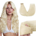 GOO GOO Tape in Hair Extensions Human Hair, 1000 Pure Platinum Blonde, 18inch 50g 20pcs, Skin Weft Seamless Invisible, Silky Straight with Thick Ends, Remy Human Hair