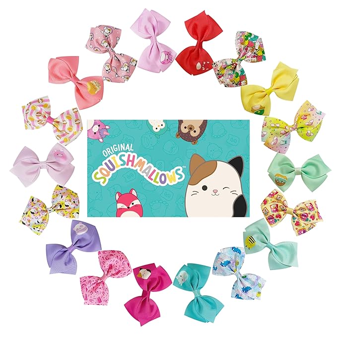 LUV HER Special Squishmallows Hair Accessories for Girls -18pc Hair Bow with Aligator Clips, Age 8+