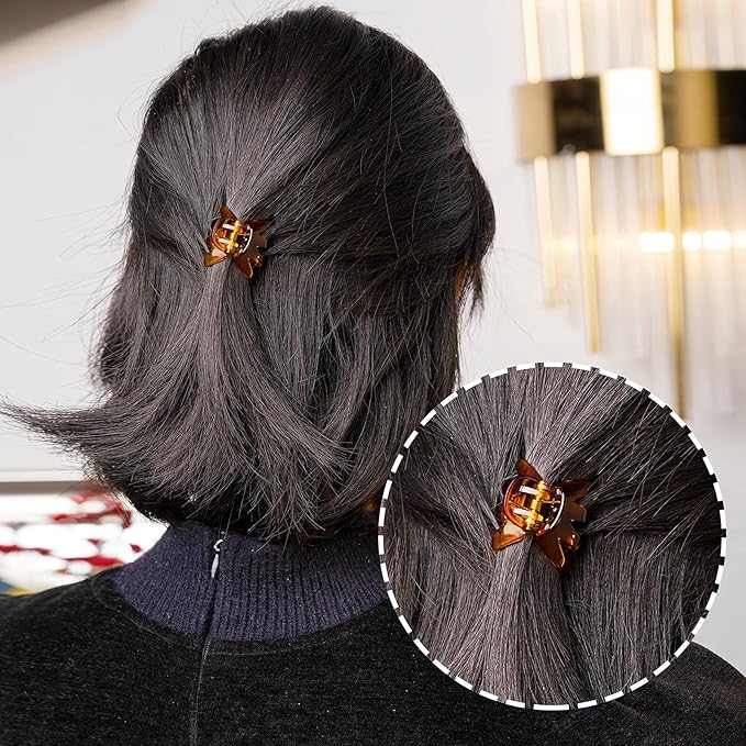 Cobahom 24 Pcs Small Hair Claw 1.2 Inch Plastic Hair Clips Mini Grip Octopus Clips Styling Accessories for Women and Girls (Brown)