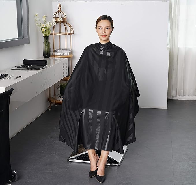 Professional Salon Cape, Polyester, Black, 54'x62', Barber Hair Cut Cape