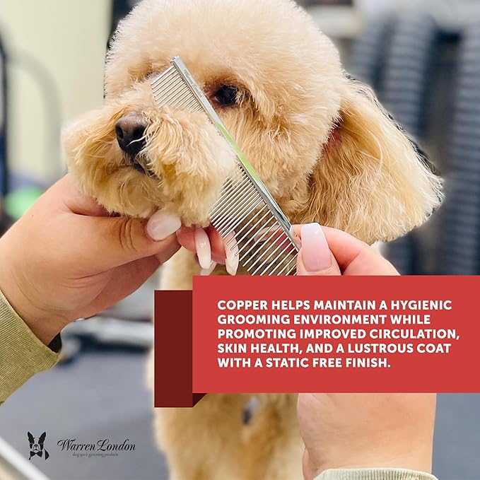 Warren London Copper Crescent Comb 6.5 inches – Premium Dog Grooming Comb for Professional-Quality Results Comfort Control Durability and Detail