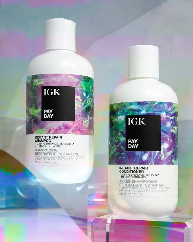 IGK PAY DAY Instant Repair Shampoo | Bond-Building + Damage Repair | Vegan + Cruelty Free | 8 Oz