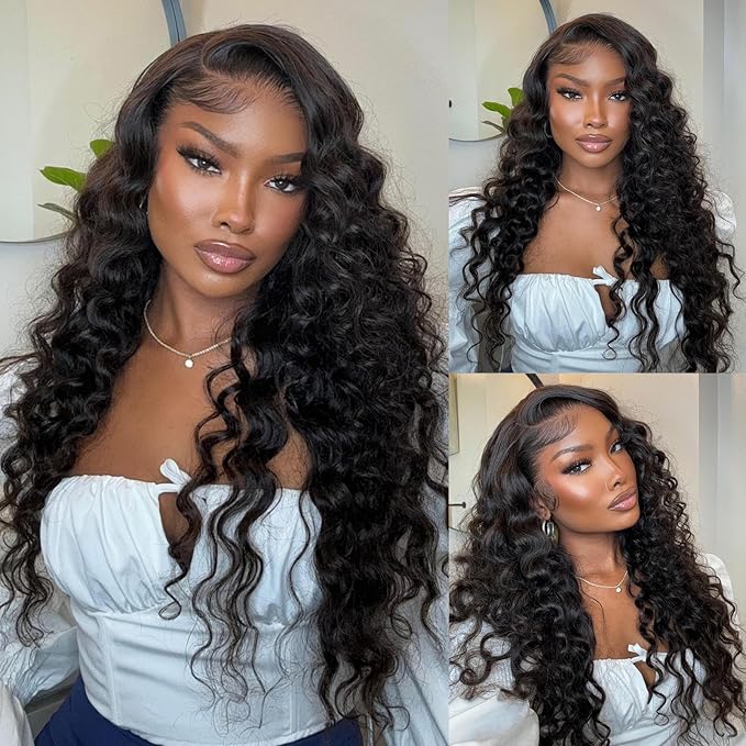 30 Inch 13x6 Loose Wave HD Lace Front Wigs Human Hair 200 Density 100% Real Human Hair 15A Loose Deep Wave Wig Human Hair Pre Plucked, No Synthetic Blend No Tangle No Shedding Triple Lifespan 3X