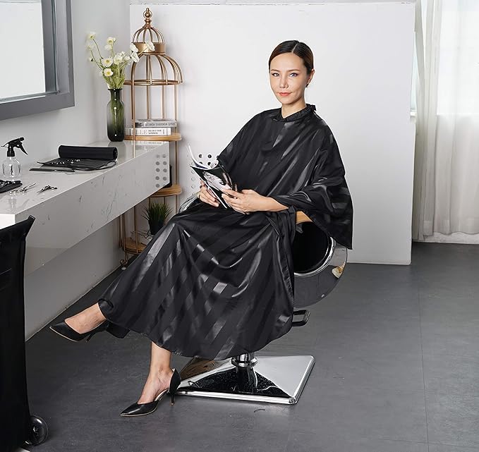 Professional Salon Cape, Polyester, Black, 54'x62', Barber Hair Cut Cape