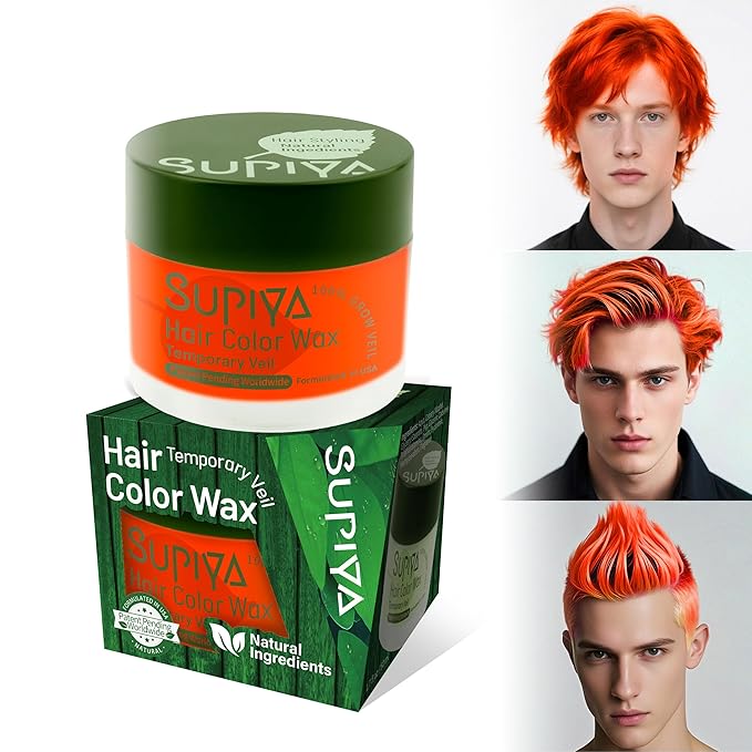 Temporary Hair Color Wax for Men - SUPIYA Washable Hair Wax Color, All-Day Hold Disposable Hair Wax for Party, Cosplay & Daily (Garnet Color #37)