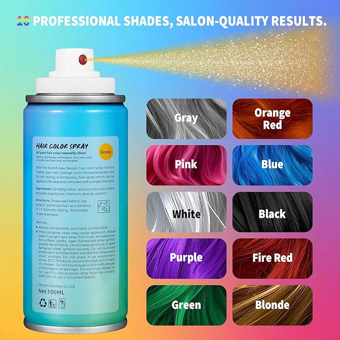 Halloween Hair Spray,Temporary Hair Color Spray for Women Kids Men,Washable Hairspray,Colored Hair Spray,Color Hairspray for Halloween,Party,Cosplay,Christmas Day (06#Gold)