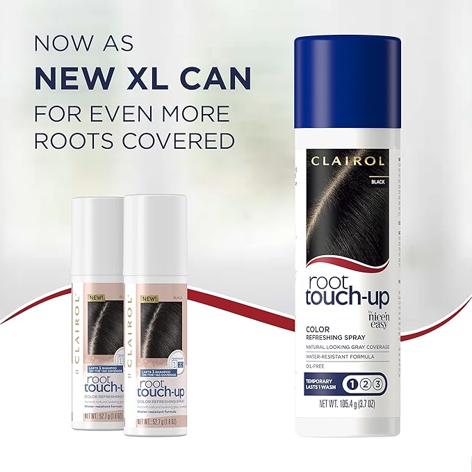 Clairol Root Touch-Up by Nice'n Easy Temporary Hair Coloring Spray, Black Hair Color, Pack of 2