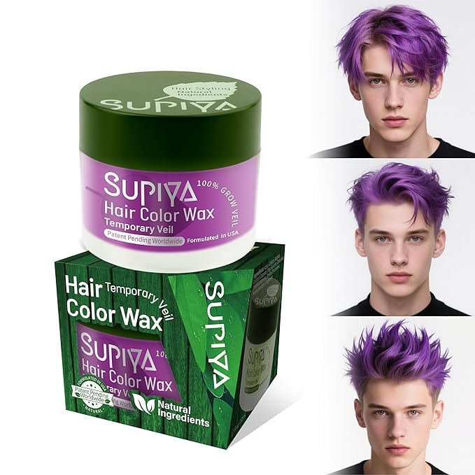 Temporary Hair Color Wax for Men or Women - SUPIYA Washable Purple Hair Wax Color Dye for Kids, All-Day Hold Disposable Hair Wax for Party, Cosplay & Daily (Velet Color #69)