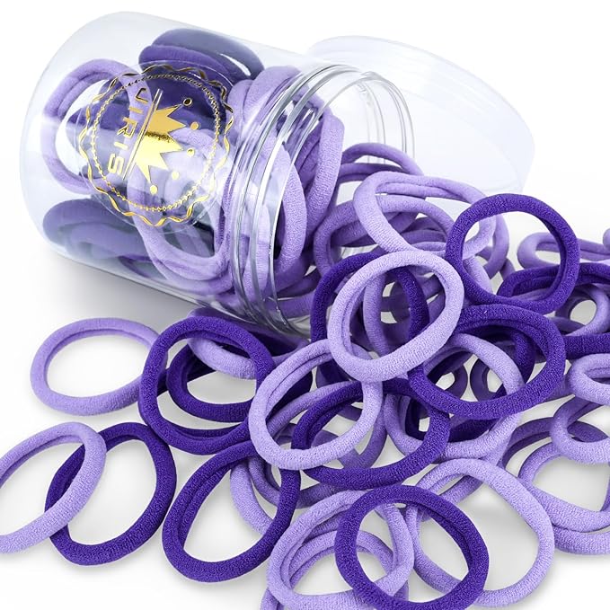 50Pcs Hair Ties for Women Girls,Cotton Seamless Hair Ties, Soft Ponytail Holders,No Crease No Damage Elastics Hair Bands with Box for Thick Heavy and Curly Hair (Set 3)