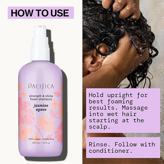 Jasmine Agave Strengthening Shampoo & Conditioner Set – Clean Vegan Shampoo & Conditioner for Weak Or Brittle Hair (Including Color-Treated), Stronger, Shinier Strands, No Silicones or Parabens