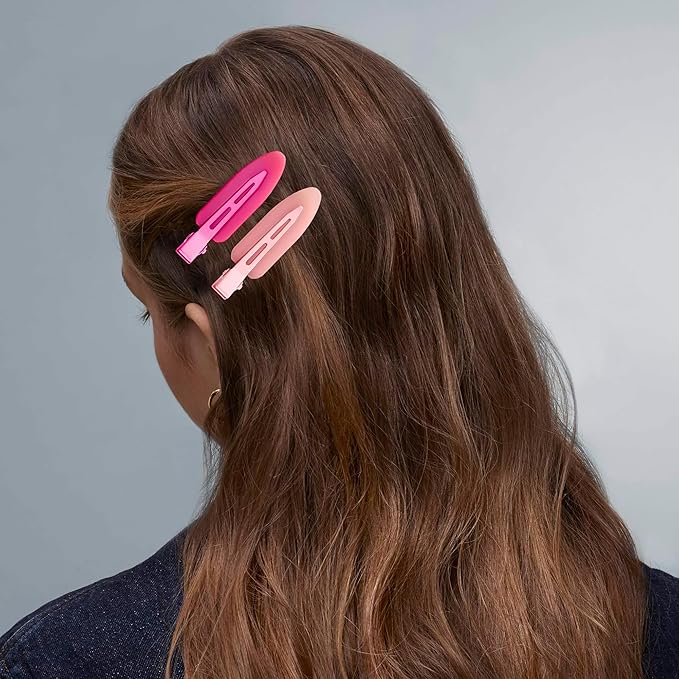 10 Pcs Creaseless No Crease No Bend Flat Hair Clips For Styling Non Slip Makeup Clips For Women Salon Hairstyle,Matte Green Pink Orange Yellow Rose Red