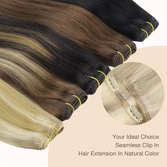 GOO GOO Clip in Hair Extensions Real Human Hair, Remy Human Hair Extensions Clip ins for Women, Natural Human Hair, 24 Inch 170g 7Pcs, 17/22/60 Balayage Ash Blonde to Golden Blonde and Platinum Blonde