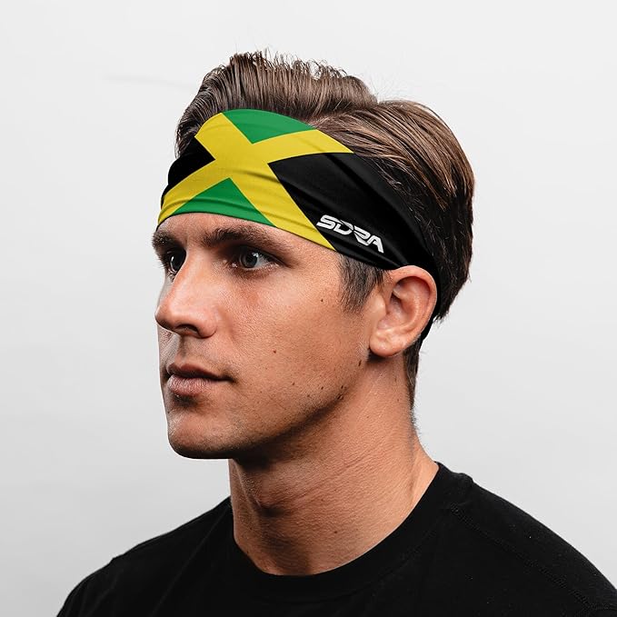 Suddora Country Flag Headbands, Wide National Flag Headbands for Sports Events, Non-Slip Fabric Sweatbands for Soccer, Tennis, Workout, Costume