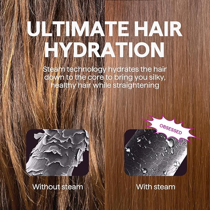 Wavytalk Pro Steam Hair Straightener Brush, Steamline Pro 3 in 1 Straightening Brush, Steam Reduces Damage, Nourishes Hair, and Expedites Straightening