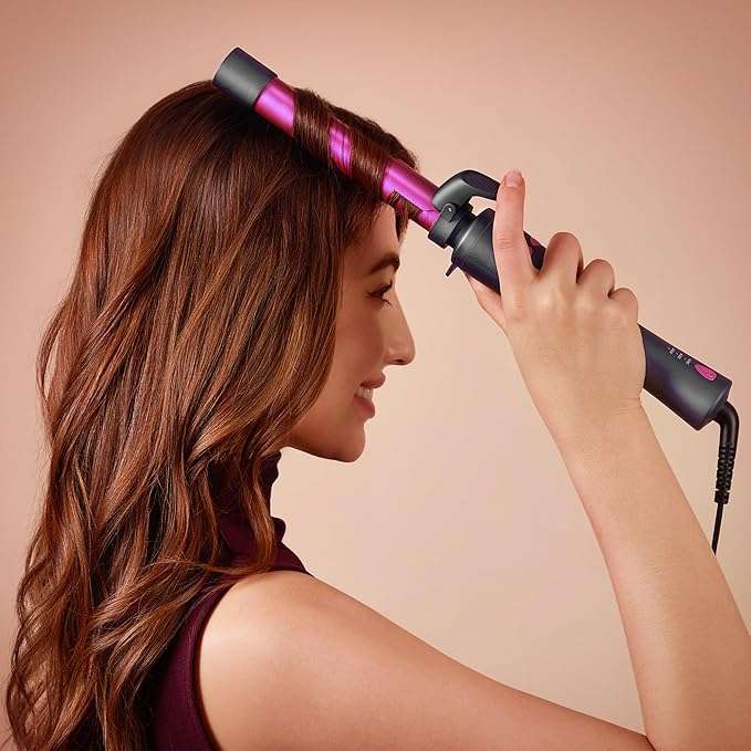 SKG Automatic Rotating Curling Iron, 1-Inch Ceramic Barrel, 2-Way Rotation, 3 Heat Levels, 60s Fast Heating, 30-Min Auto Shut-Off, Dual Voltage, for Effortless Beach Waves & Curls