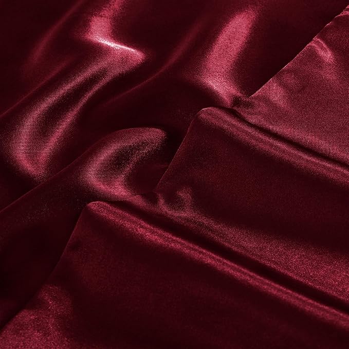 Aormenzy Satin Pillow Cases for Women King Size Set of 2, Burgundy Satin Pillowcase for Hair with Envelope Closure Silky Pillow Covers Wrinkle, Fade Resistant (20x40 Inches)
