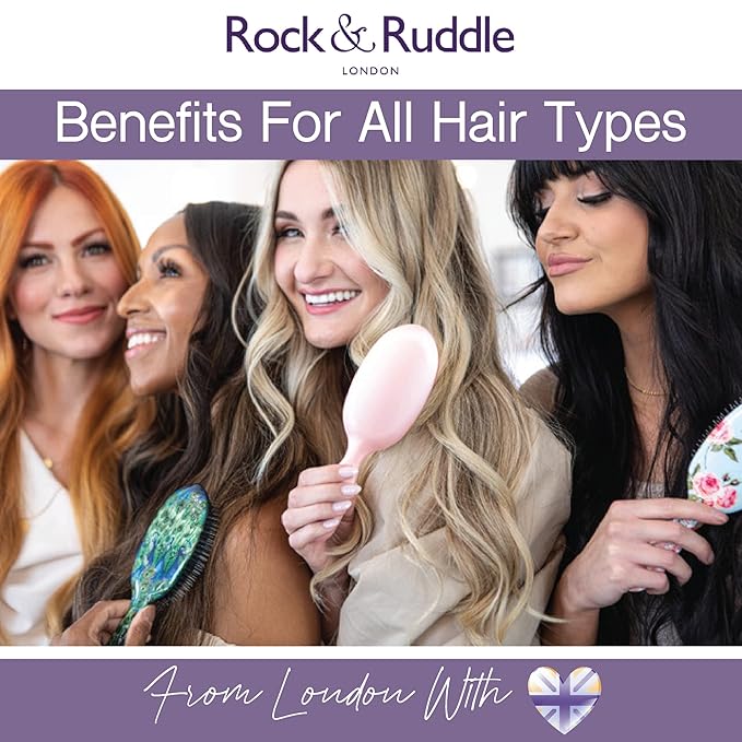 Rock & Ruddle Natural Mixed Boar Bristle Hair Brush for Women and Kids (Large, 21cm) - Perfect for Wet or Dry Hair, Detangling Smoothing Blowdrying - Designed & Made in UK - Cats and Dogs Design