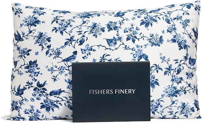 Fishers Finery 25mm 100% Pure Mulberry Silk Pillowcase (Tea Cup Print, King)