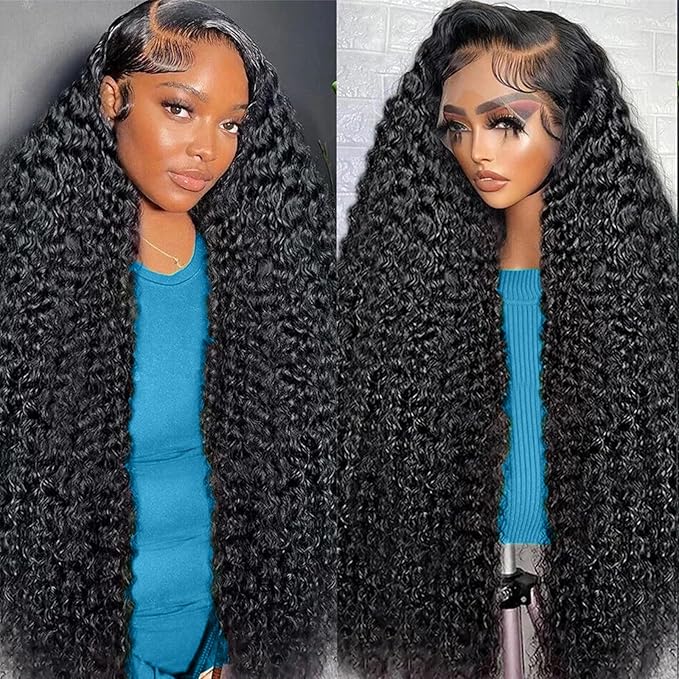 34 Inch Deep Wave Lace Front Wigs Human Hair 13x6 HD Lace Front Wigs Human Hair Pre Plcked Curly Human Hair Wig for Women 200% Density Water Wave Lace Front Wigs Human Hair With Baby Hair