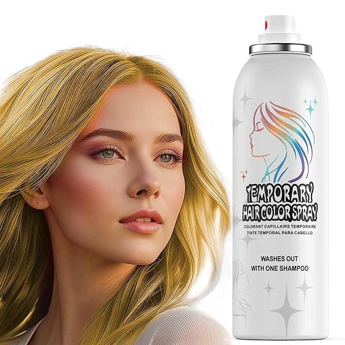 Temporary Hair Color Spray | 150ml Instant Golden Hair Spray for Adults & Kids | Washable & Non-Sticky, Gentle Formula, Gold | Halloween, Cosplay, Costume Party, Festivals