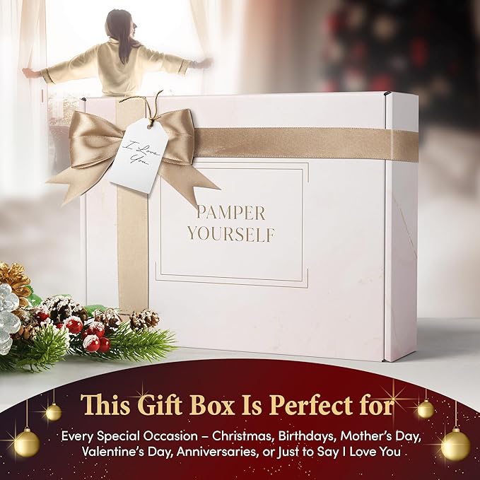 17-Piece Luxury Gift Set with Robe | Complete INFUSÉ White Tea & Coconut Bath Collection | Self-Care Kit with Bath Bombs, Face Masks & Hair Care | Bridesmaid, Mom, Wife, Grandma or Loved Ones