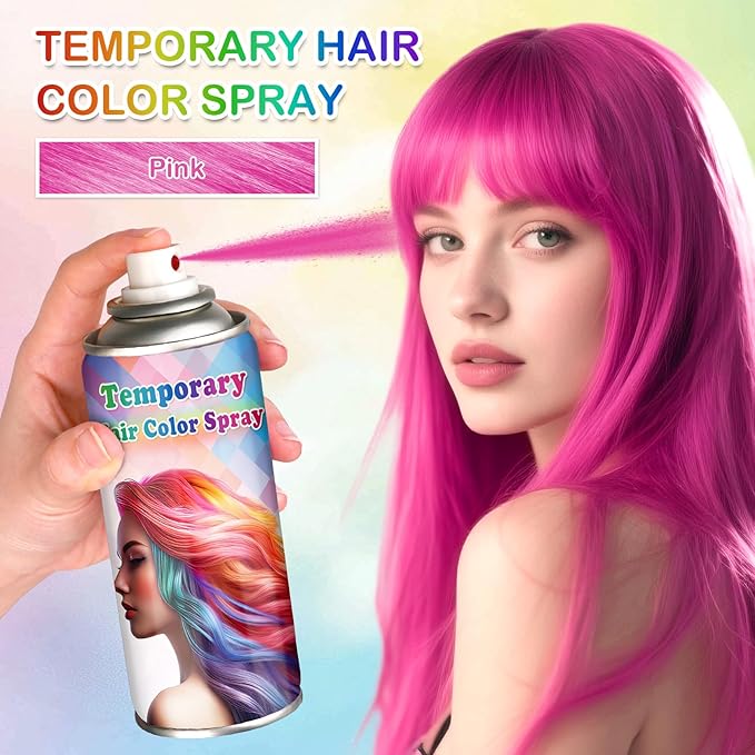 Pink Hair Color Spray Temporary,Instant Vivid Hair Dye that Washes out in 1 Wash for Halloween,Christmas,Cosplay Party,120ML (Pink）