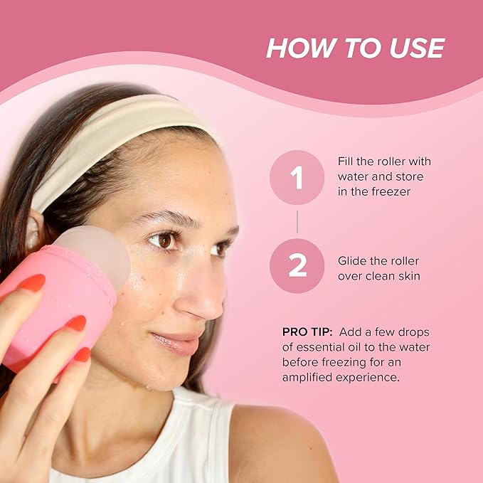 Skin Gym Ice Roller for Face, Depuffing & Cooling Tool, Minimizes Pores & Soothes Skin, Cold Therapy for Glowing Complexion