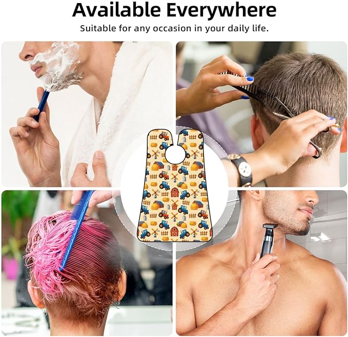 Ultimate Shaving Bib, Beard Trimming Apron with Hair Catcher, Farm Cars Tractor Truck