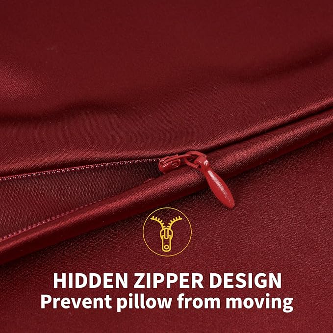 ZIMASILK 100% Mulberry Silk Pillowcase for Hair and Skin Health,Soft and Smooth,Both Sides Premium Grade 6A Silk,600 Thread Count,with Hidden Zipper,1pc (Standard 20''x26'',Burgundy)