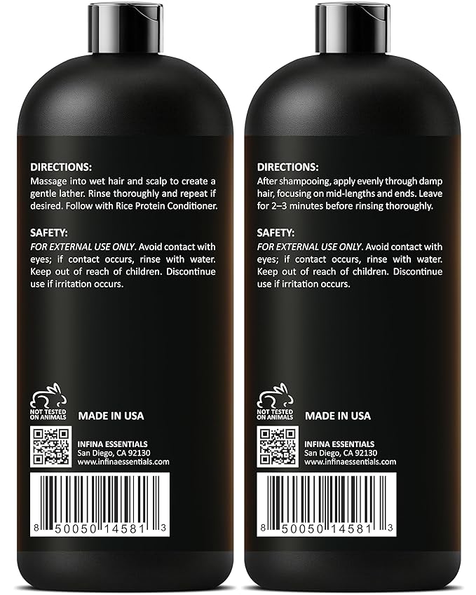 Rice Protein Shampoo and Conditioner Set | 16 fl oz Each | with Batana Oil & Ginseng | Strengthening, Thickening & Clarifying Formula | Supports Hair Growth & Repair
