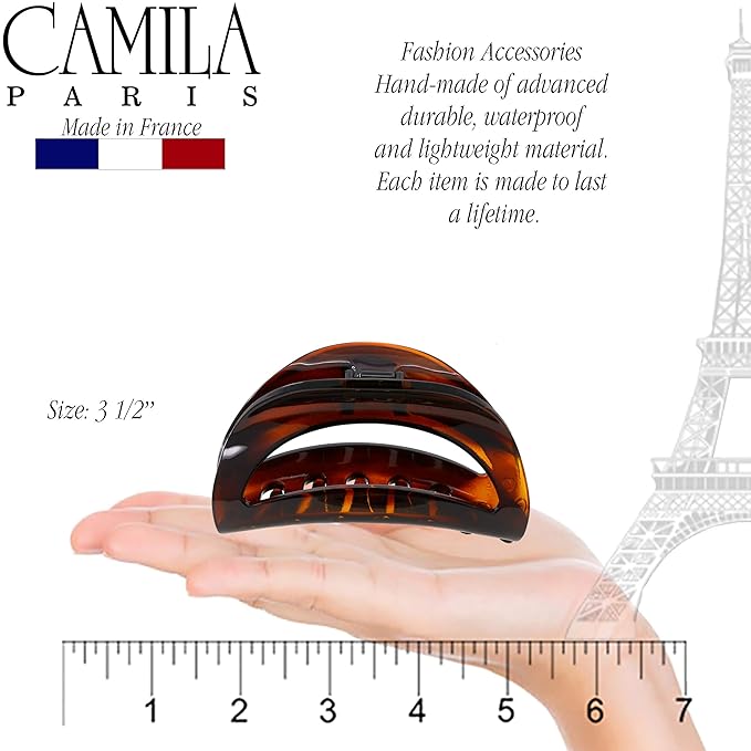 Camila Paris CP1561 French Hair Clip for Women Thick Hair for Long Curly Wavy Hair, Girls Hair Claw Clips Jaw, Durable Styling Big Claw Clip for Thick Hair, Strong Hold No Slip Grip, Made in France