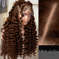 5x5 SKINLIKE Real HD Lace Closure Wig, Chocolate Brown Loose Body Wave 250% Density 0.10mm Ultra-thin Swiss Lace Pre-plucked Bleached Small Knots With Baby Hair Brown Wig Human Hair Wigs 18 Inch