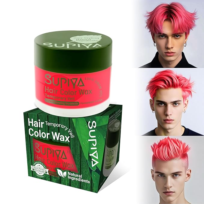 Temporary Hair Color Wax for Men - SUPIYA Washable Hair Wax Color, All-Day Hold Disposable Hair Wax for Party, Cosplay & Daily (Color # 97W)